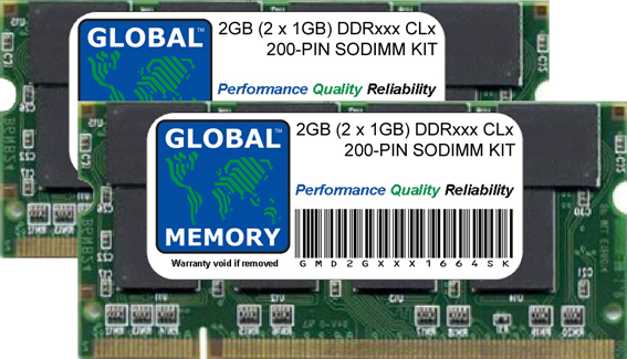 2GB (2 x 1GB) DDR 266/333/400MHz 200-PIN SODIMM MEMORY RAM KIT FOR DELL LAPTOPS/NOTEBOOKS